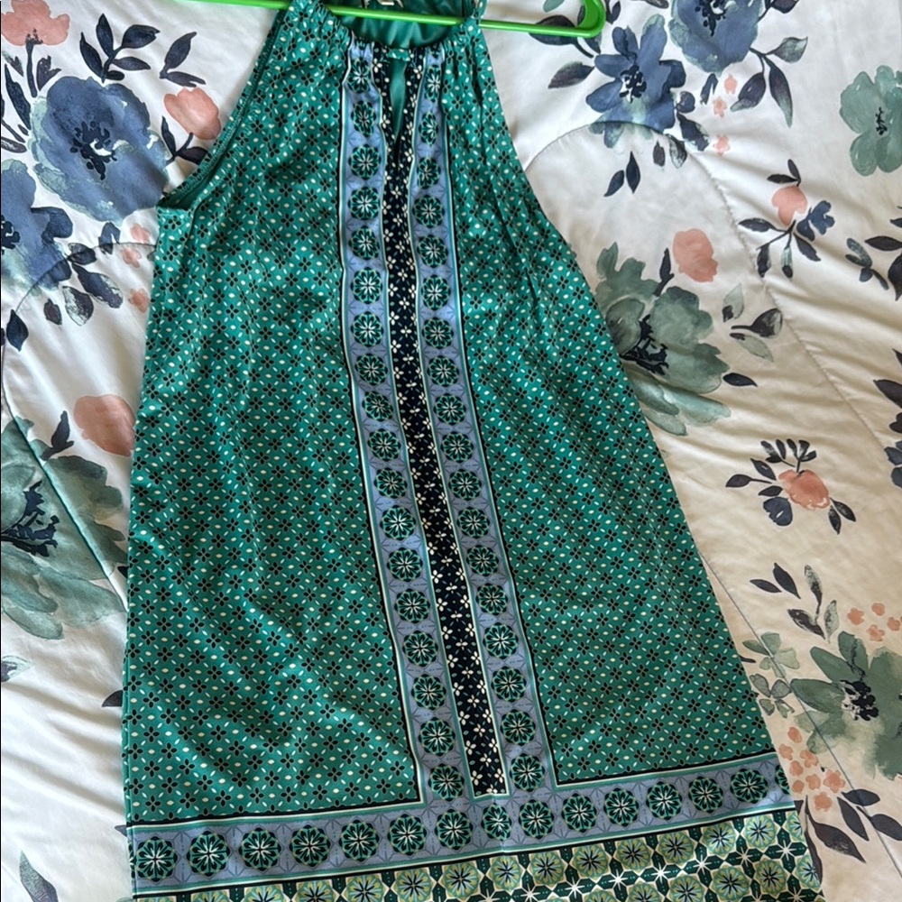 Max Studio Teal and Black Floral Dress